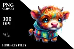 Cute Baby Highland Cow with Rain Coats | Sublimation | Product Image 3