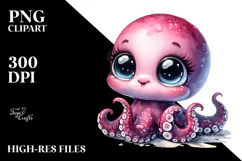 Baby Octopus and Rhino Collection | Sublimation Clipart Product Image 2