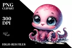 Baby Octopus and Rhino Collection | Sublimation Clipart Product Image 3