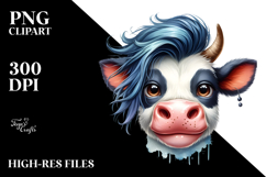 Watercolor Cow Portrait, Transparent PNG Product Image 2