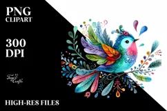 Colorful Watercolor Bird Clipart Product Image 1