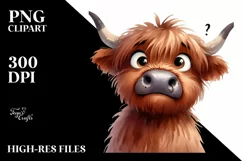 Funny Expressive Highland Cow PNG Product Image 3