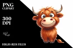 Funny Expressive Cow with Big Eyes PNG Product Image 1