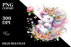 Baby Unicorn Tumbling with Spring Petals Product Image 1