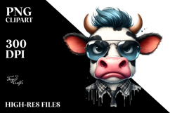 Angry Cow with Cool Hair PNG Product Image 2