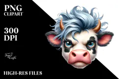 Angry Cow with Cool Hair PNG Product Image 2