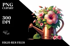 Glossy Watering Can Hibiscus Clipart Product Image 1