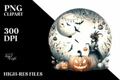 Vintage Halloween Scene with Masquerade PNG Product Image 3