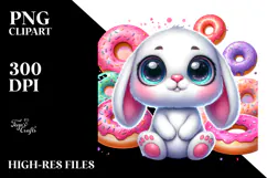 Cute Baby Bunny Donut PNG Product Image 2