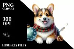 Cute Pembroke Welsh Corgi Christmas PNG Product Image 1