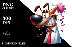 Goofy Dog in Party Hat, Digital Painting Product Image 2
