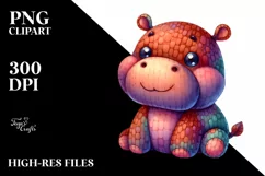 Vibrant Watercolor Cute Baby Hippo Product Image 3