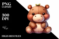 Vibrant Watercolor Cute Baby Hippo Product Image 1