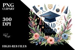 Grad Squad Watercolor Clipart Product Image 3