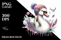 Boho Swan with Tongue Out | Sublimation Clipart Product Image 1