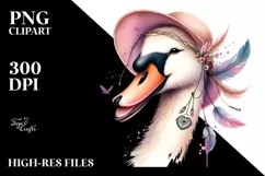 Funny Cute Swan Portrait Dripping in the Wind | Clipart Product Image 3