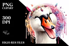 Funny Cute Swan Portrait Dripping in the Wind | Clipart Product Image 3