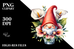Gnome with Poppy Hat, Unique Watercolor PNG Product Image 2