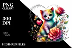 Digital Painting of Adorned Cat, PNG Product Image 2