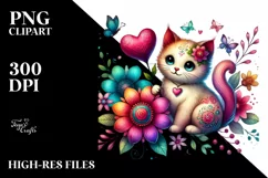 Digital Painting of Adorned Cat, PNG Product Image 2