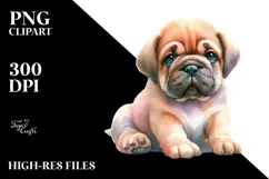 Cute Mastiff Watercolor PNG Product Image 2