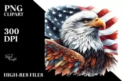 Detailed Patriotic Eagle and Flowers | Sublimation | Clipart Product Image 3