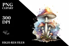Magical Mushroom Watercolor Splash PNG Product Image 3