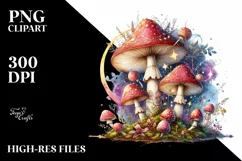 Magical Mushroom Watercolor Splash PNG Product Image 3