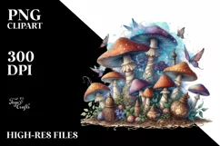 Magical Mushroom Watercolor Splash PNG Product Image 1
