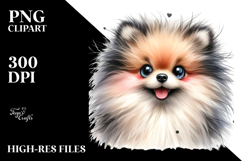 Happy Pomeranian Puppy, Watercolor PNG Product Image 2