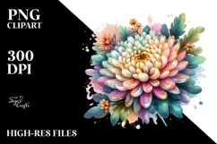 Vibrant Chrysanthemum -like Watercolor PNG Product Image 2