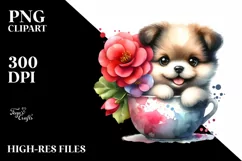Cute Babydog Begonia Cup | Sublimation | Clipart Product Image 1