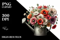 Detailed Watering Can Poppy Clipart Product Image 3