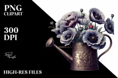 Detailed Watering Can Poppy Clipart Product Image 1