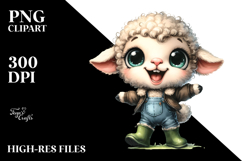 Excited Lamb with Rain Boots | Sublimation Clipart Product Image 2