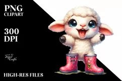 Lamb Standing Up | Rain Boots | Caricature | Clipart Product Image 1