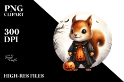 Cute Baby Squirrel Dressed for Halloween PNG Product Image 2