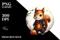 Cute Baby Squirrel Dressed for Halloween PNG Product Image 2