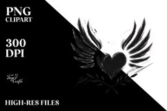 Simple Paint Brush Heart Wings PNG Product Image 2