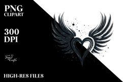Simple Paint Brush Heart Wings PNG Product Image 2