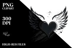 Simple Paint Brush Heart Wings PNG Product Image 2