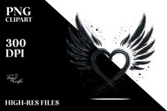 Simple Paint Brush Heart Wings PNG Product Image 2