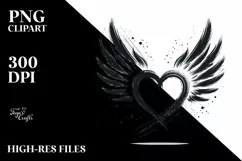 Simple Paint Brush Heart Wings PNG Product Image 2