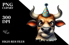 Contempt Bull Watercolor Clipart Product Image 1