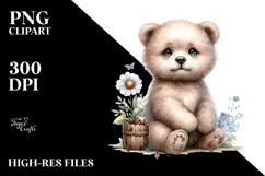 Digital Watercolor with Baby Bear, PNG Product Image 2