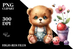 Digital Watercolor with Baby Bear, PNG Product Image 2