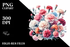 Colorful Carnation Watercolor PNG Product Image 1