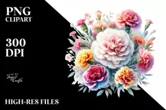 Colorful Carnation Watercolor PNG Product Image 1