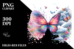 Cute Butterfly Splash Painting, PNG Product Image 2