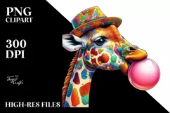 Colorful Giraffe Watercolor Clipart Product Image 1